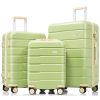 Premium ABS Travel Luggage Set , 3-Piece TSA Lock Suitcase Ensemble with 20, 24, and 28 Inch Sizes with 360¬∞ Spinner Wheels, green and beige