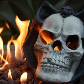 Fire Pit Demon Skull Gas Log for Ventless & Vent Free, Propane, Gel, Ethanol, Electric, Outdoor Fireplace and Fire Pit