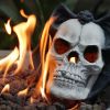 Fire Pit Demon Skull Gas Log for Ventless & Vent Free, Propane, Gel, Ethanol, Electric, Outdoor Fireplace and Fire Pit