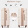 Luggage Sets 4 Piece, Expandable ABS Durable Suitcase with Travel Bag, Carry On Luggage Suitcase Set with 360¬∞ Spinner Wheels, ivory and golden