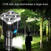 Rechargeable Strong Spotlight Waterproof LED Flashlight with Sidelight