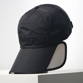 Sunscreen Thin Section Quick-Drying Retractable Sunshade Breathable Large Brim Peaked Cap Baseball Hat (Color: Black)