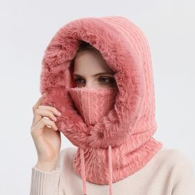 Winter Fleece Hood, Outdoor Riding 2 In 1 Neck Warmer & Hood, Cold-proof Ski Hood, Warm Scarf (Color: Skin Red)