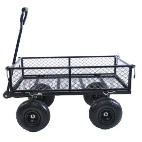 Wagon Cart Garden cart trucks make it easier to transport firewood (Color: Black)