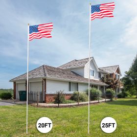 20/25Ft Height Solemn Outdoor Decoration Sectional Halyard Pole US America Flag Flagpole Kit Aluminum[US-Stock] (size: 25 FT Height)