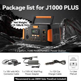 FF Flashfish J1000 PLUS 1000W Portable Power Station 932Wh Solar Generator Battery Supply 125W DC 60W PD for Outdoor Camping (Color: 110V US (Gofort))